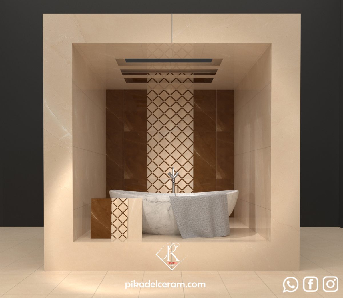کاشی دیواری براق کرم و قهوه ای 30*60