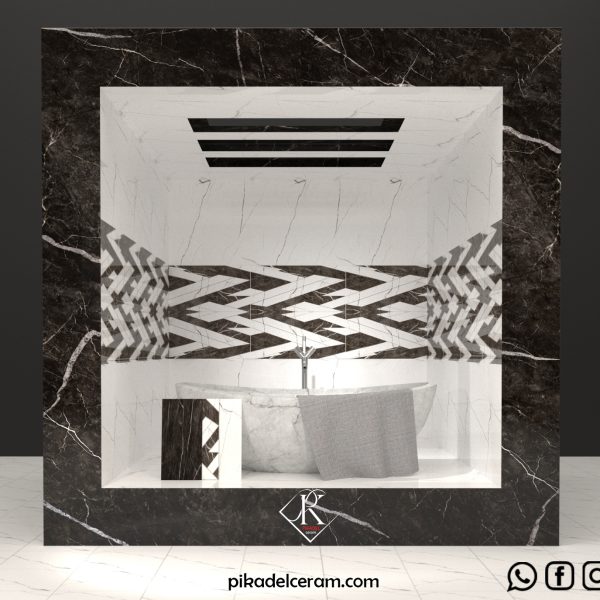 میرا سرامیک دیواری براق مشکی و سفید 30*60 کارخانه آپادانا سرام برند پیکادل سرام