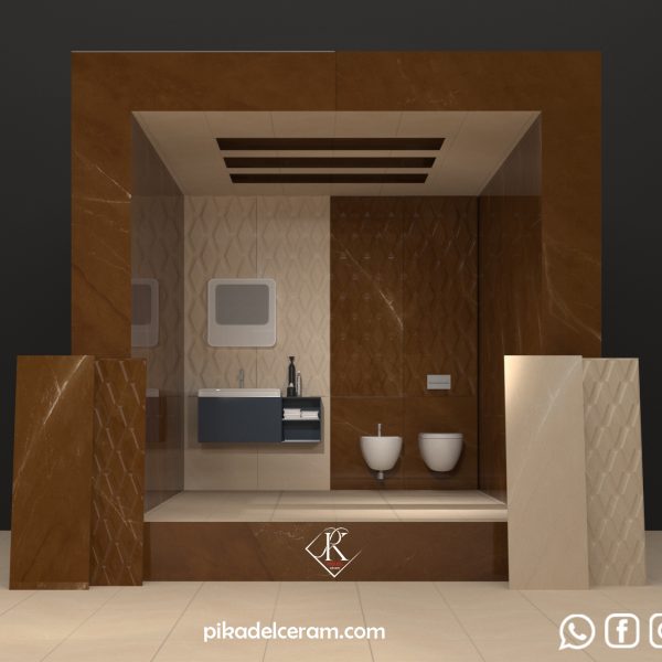 رزتا کاشی دیواری کرم و قهوه ای براق 30*90 کارخانه آپادانا سرام برند پیکادل سرام