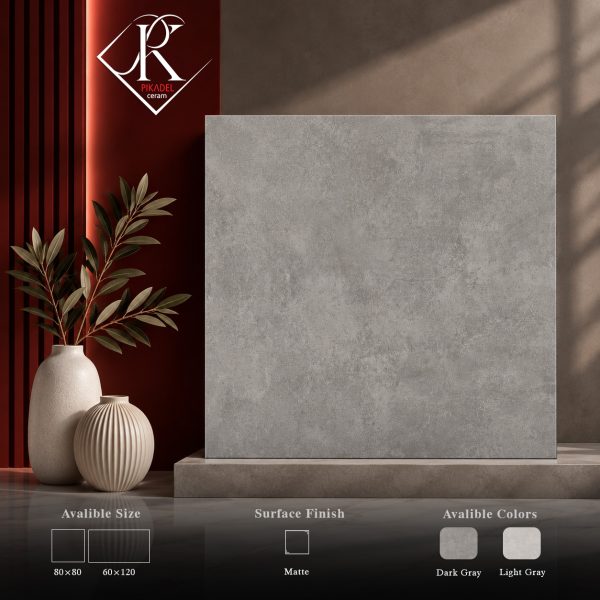 سرامیک کف پرسلان 80*80 مات خاکستری روشن و تیره  ماگو