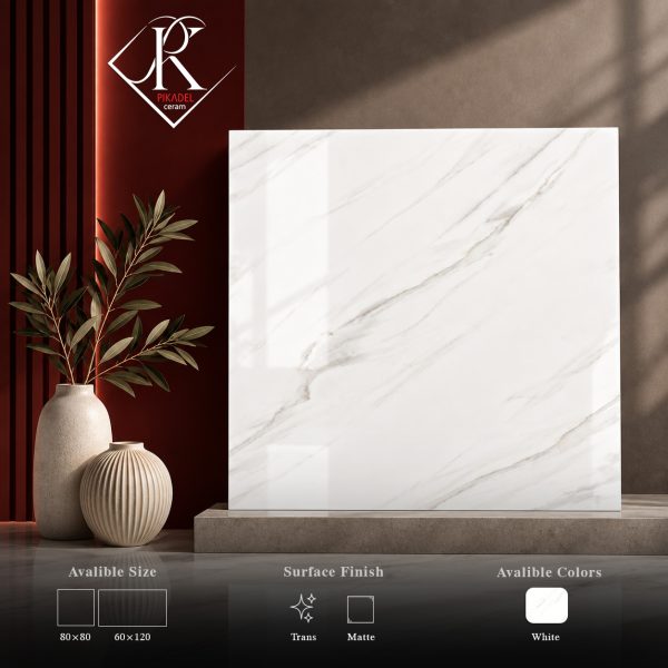 سرامیک کف پرسلان 80*80 سفید مات و براق ناسا