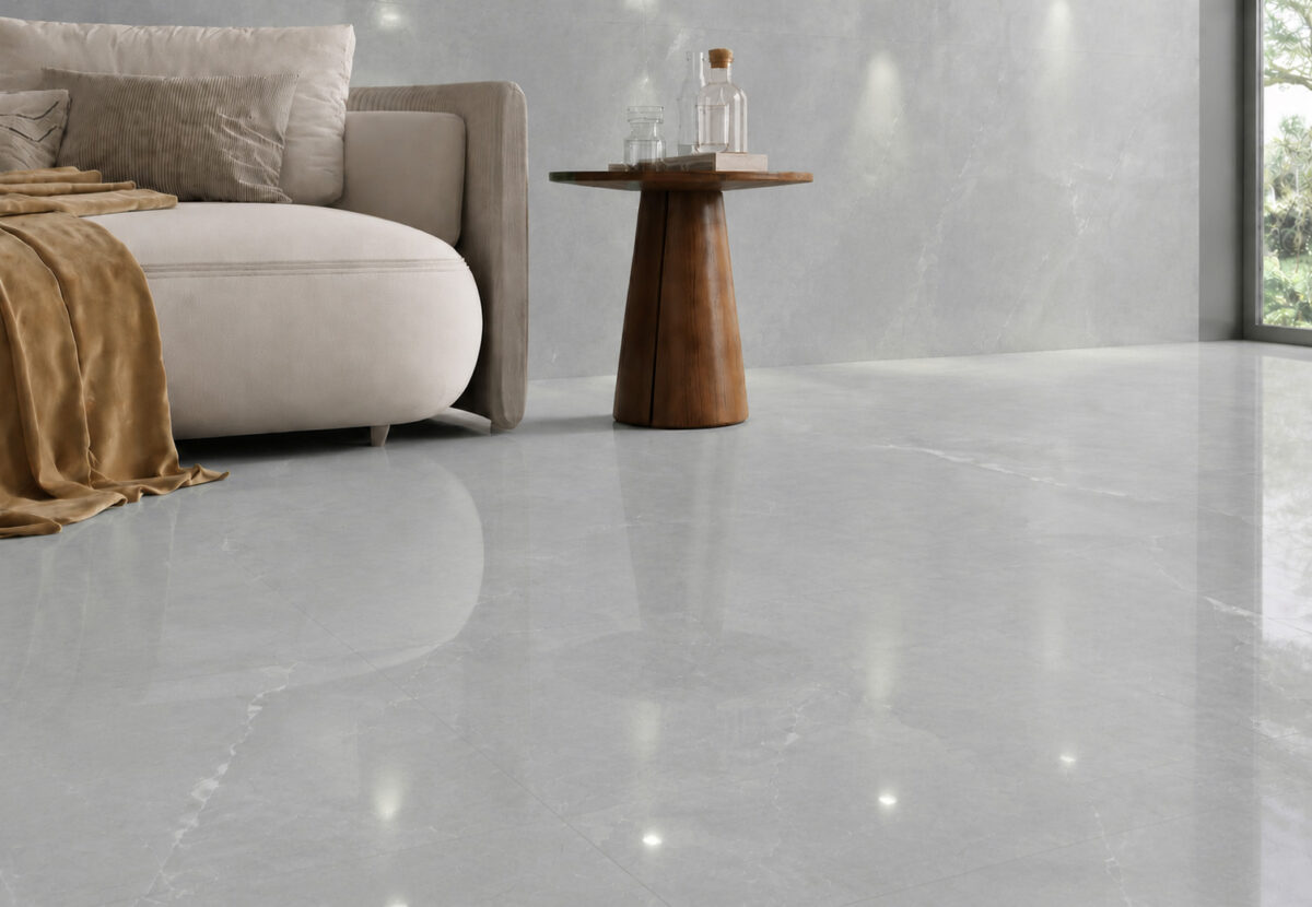 ⁦سرامیک پرسلان خاکستری تیره و روشن 60×120 براق سیلوا کاشی و سرامیک سعدی⁩ - الصورة ⁦3⁩