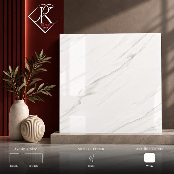 سرامیک پرسلان کف کلکته سفید 80×80 براق ناسا